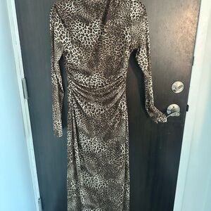 Zara Leopard Print Dress - Brown and Cream